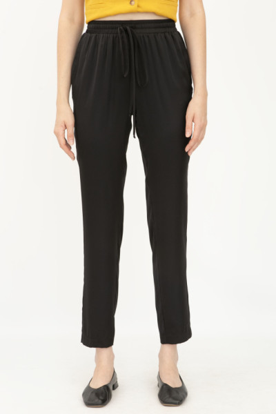 Чорні жіночі брюки у білизняному стилі Бірсен 002