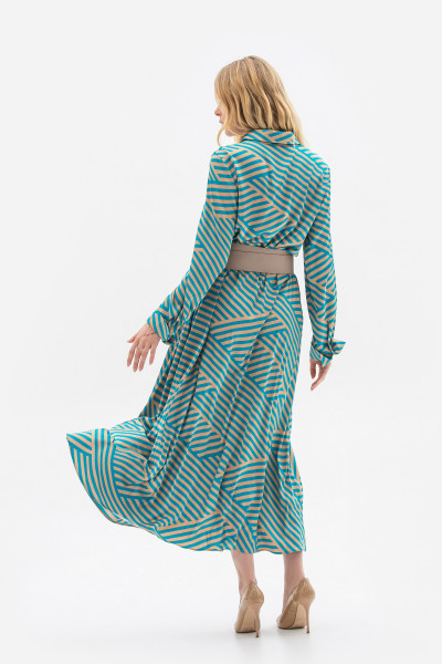 Сукня міді напівприлеглого силуету з шовку бірюзового кольору Галена 01 Сукня міді напівприлеглого силуету з шовку бірюзового кольору Галена 01