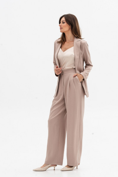 Штани шовкові палаццо з високою посадкою бежевого кольору Віград 32