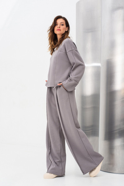 Брюки палаццо трикотажні сірі Елісса 01