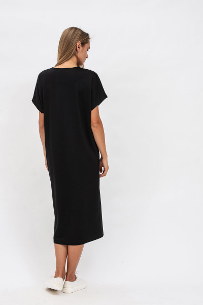 Довга чорна жіноча сукня чорного кольору з коротким рукавом Колман Довга чорна жіноча сукня чорного кольору з коротким рукавом Колман