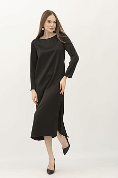 Сукня чорна з сатину вільного силуету Амелі 03 Сукня чорна з сатину вільного силуету Амелі 03