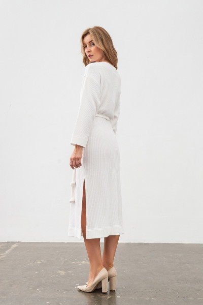 Сукня міді  з боковим  розрізом молочного кольору Малиса 01 Сукня міді  з боковим  розрізом молочного кольору Малиса 01