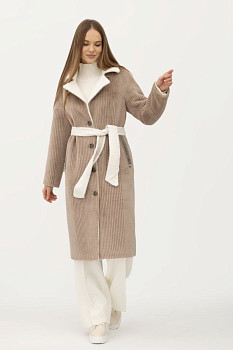 Двостороннє пальто однобортне кольору капучино 24107301