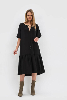 Сукня трапеція вільного крою з шифону чорна Бленк Сукня трапеція вільного крою з шифону чорна Бленк