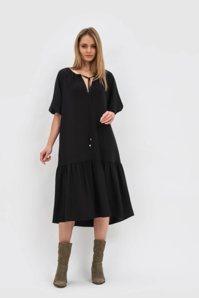 Сукня трапеція вільного крою з шифону чорна Бленк Сукня трапеція вільного крою з шифону чорна Бленк