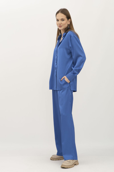 Костюм з сатину блуза та штани блакитного кольору Маніла