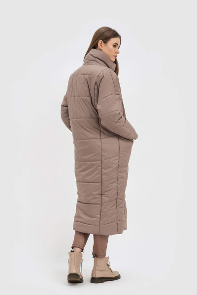 Осіннє зимове пальто бежеве зі стьобаної тканини з комірцем стійкою Ладре