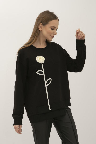 Чорний подовжений світшот з трикотажу Агна