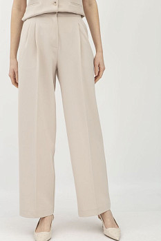 Класичні жіночі штани з високою посадкою бежеві Аміка 09