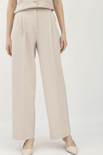 Класичні жіночі штани з високою посадкою бежеві Аміка 09