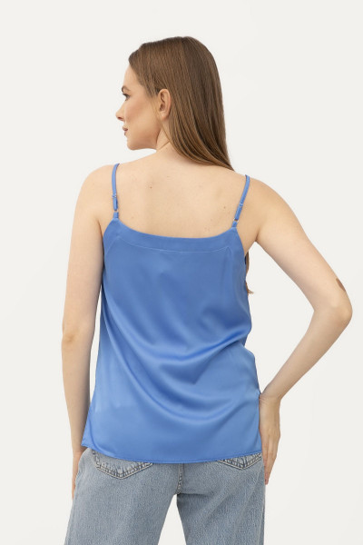 Синя майка на бретелях з сатину Маркус 5007