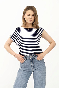 Футболка з трикотажу в смужку Ензі 2