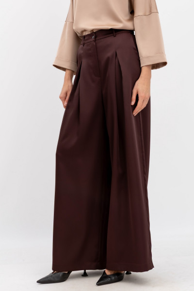 Шовкові брюки палаццо коричневого кольору Бланш 002