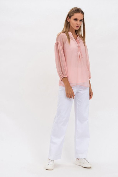 Вільна жіноча блуза із шифону рожевого відтінку Лейла
