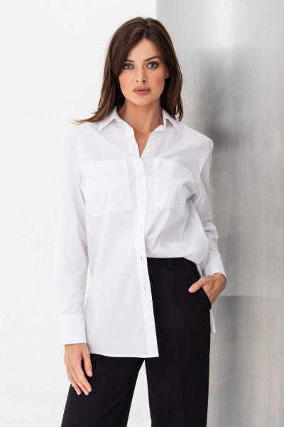 Блуза біла з бавовни подовжена Крума 2