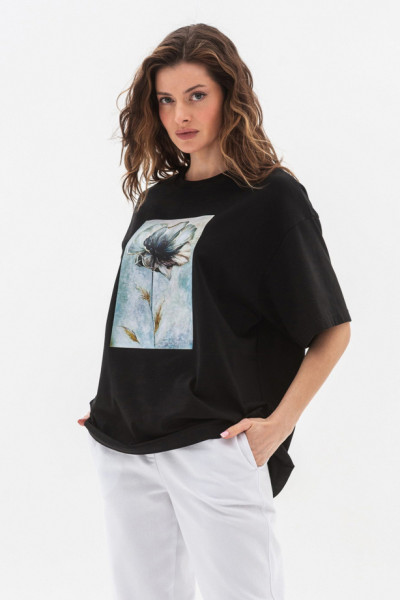 Футболка з круглою горловиною чорного кольору Мірана 02