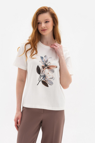 Трикотажна футболка молочного кольору Лаліса 14