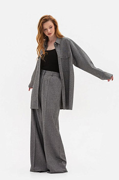 Брюки палаццо сірі з костюмної тканини Галея 01