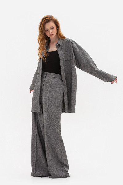 Брюки палаццо сірі з костюмної тканини Галея 01