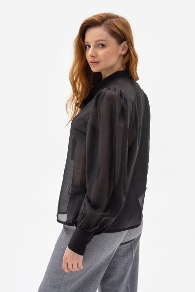 Напівпрозора блуза вільного силуету чорного кольору Астрея 03