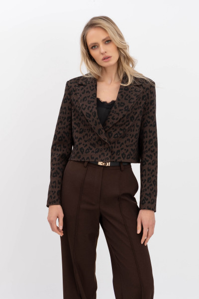 Жакет-кроп з коричневим леопардовим принтом Феліса