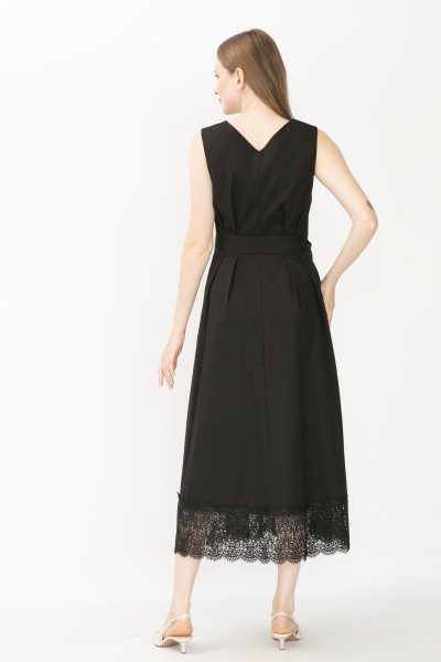 Чорна сукня міді силуету трапеція з мереживом по низу Вайлен Чорна сукня міді силуету трапеція з мереживом по низу Вайлен