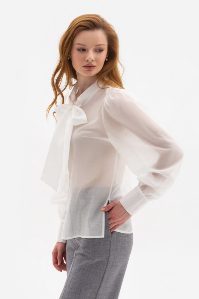 Напівпрозора блуза вільного силуету білого кольору Астрея