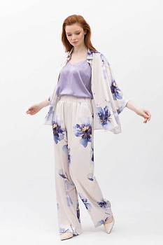 Широкі шовкові брюки з високою посадкою Тресор 02