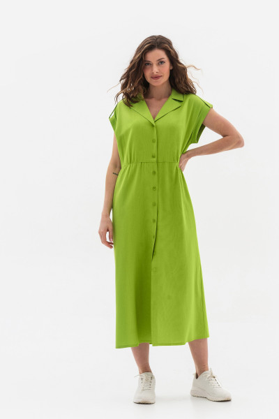 Лляна сукня довжини міді зеленого кольору Візара Лляна сукня довжини міді зеленого кольору Візара