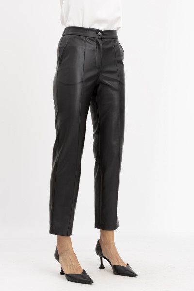 Брюки з екошкіри чорні Салена 01