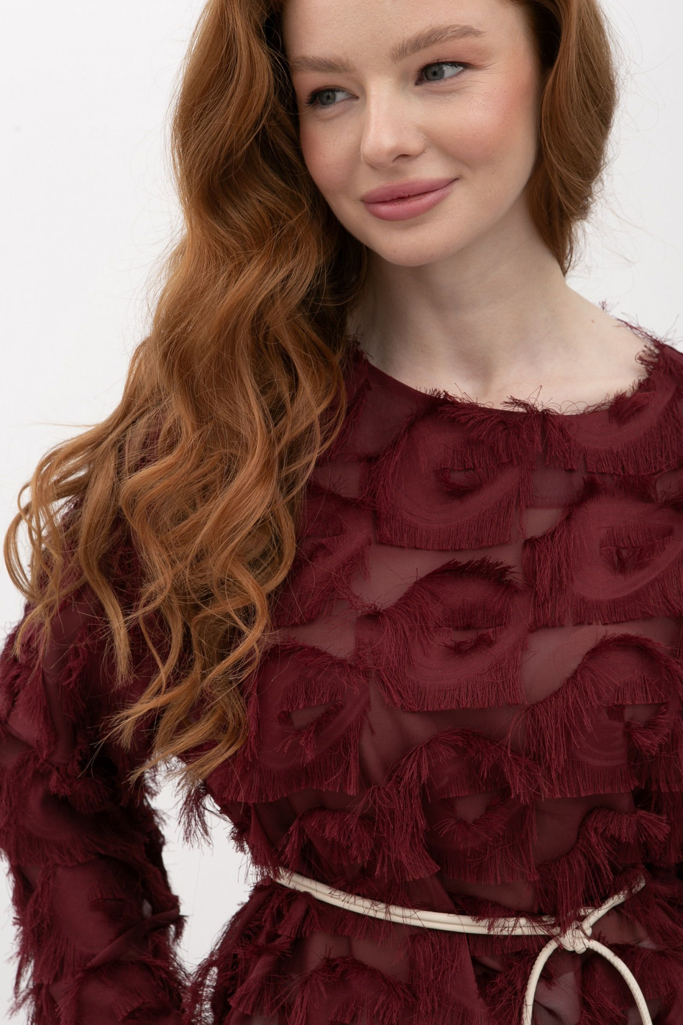 Жіноча блуза вільного крою бордового кольору Тіскан