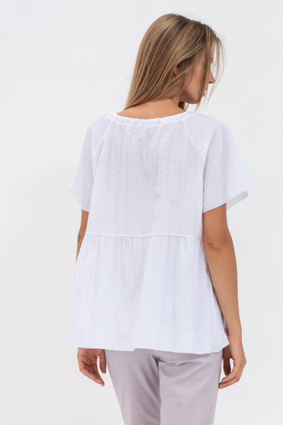 Біла жіноча блуза з попліну вільного крою з коротким рукавом Каріо