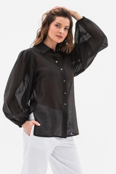 Блуза вільного крою чорного кольору Левіта 02