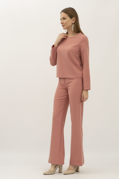 Жіночий  костюм з блузою та штанами теракотового кольору Тєміт 01 Жіночий  костюм з блузою та штанами теракотового кольору Тєміт 01
