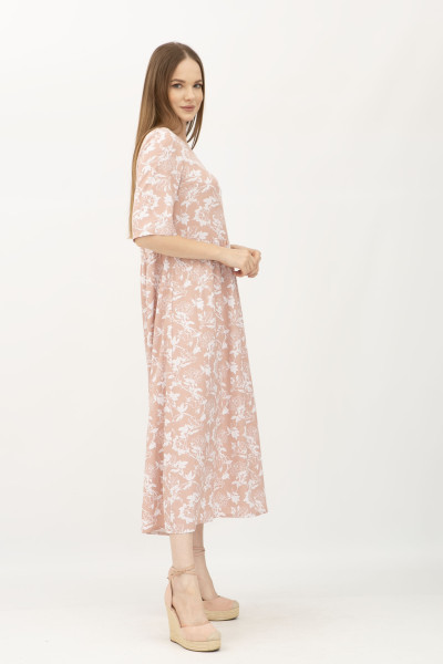 Сукня міді пудрова з квітковим принтом Тіру Сукня міді пудрова з квітковим принтом Тіру