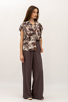 Брюки силуету палаццо коричневого кольору Ліліна
