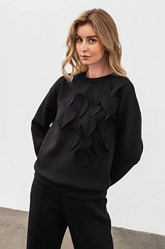 Світшот трикотажний чорний вільного силуету Оріне 01