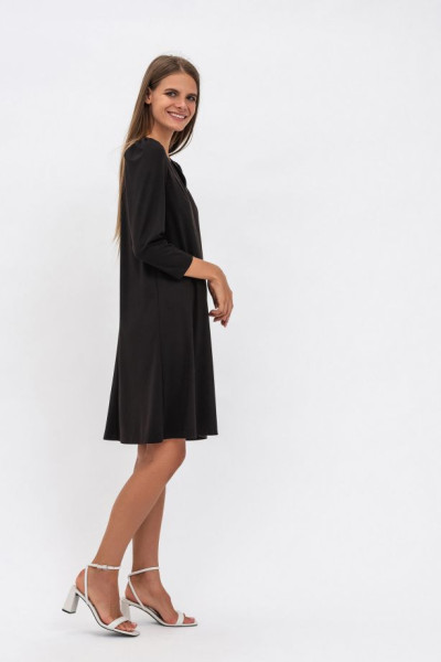 Жіноча міні-сукня А-силуету з трикотажу чорного кольору Італо Жіноча міні-сукня А-силуету з трикотажу чорного кольору Італо