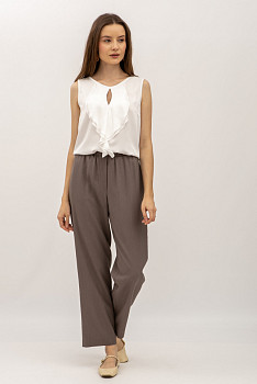 Літні брюки вільного крою коричневого кольору Норіка 01