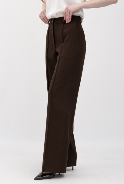 Брюки з костюмної тканини коричневого  кольору Таріна 22