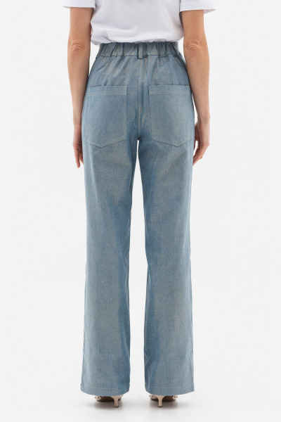 Брюки вільного та прямого крою з натуральної бавовни золотистого кольору Локара 01