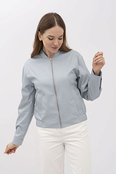 Блакитна куртка з екошкіри коротка Дорея 02