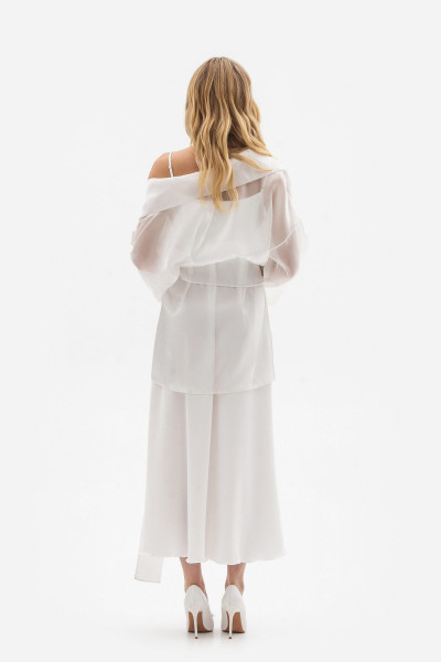 Прозора туніка-блуза вільного силуету білого кольору Оніра Прозора туніка-блуза вільного силуету білого кольору Оніра