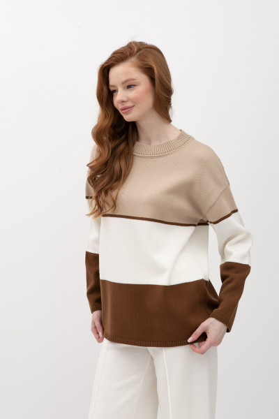 Базовий джемпер вільного крою бежевого кольору 25207900