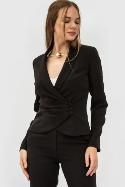 Жакет з костюмної тканини чорний прилеглого силуету Родрея 01