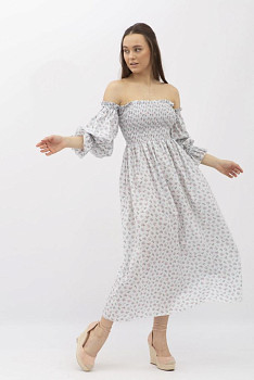 Сукня міді в квітку з корсетною частиною Магді 01 Сукня міді в квітку з корсетною частиною Магді 01