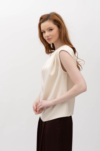 Шовкова блуза молочного  кольору Розіні 01