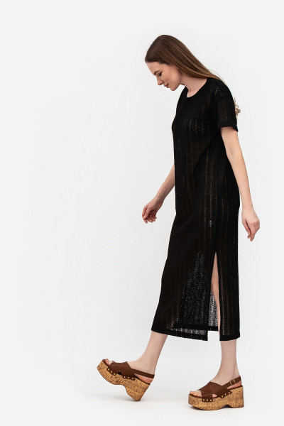 Трикотажна сукня  довжини міді з коротким рукаво чорного кольору Екліна 11 Трикотажна сукня  довжини міді з коротким рукаво чорного кольору Екліна 11