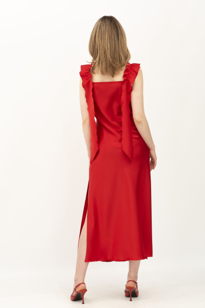 Шовкова сукня на бретелях з розрізом червона Рошені Шовкова сукня на бретелях з розрізом червона Рошені